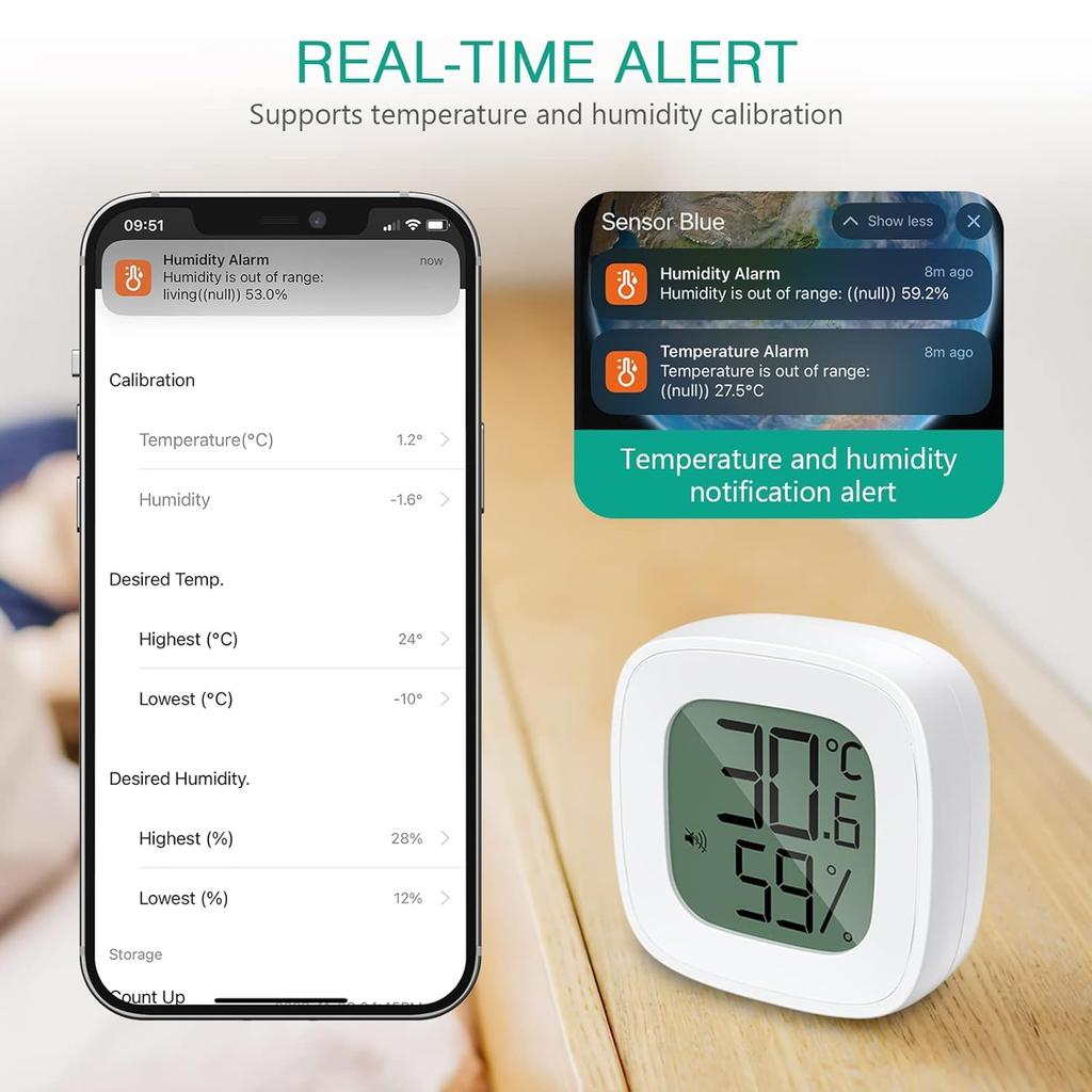 JJ JULIE JAPAN Smart Graph Smart Data Alert CSV Data Temperature Requires 1 AAA WS08D Thermometer, High-Precision Display, Sensor, Logger, Function,