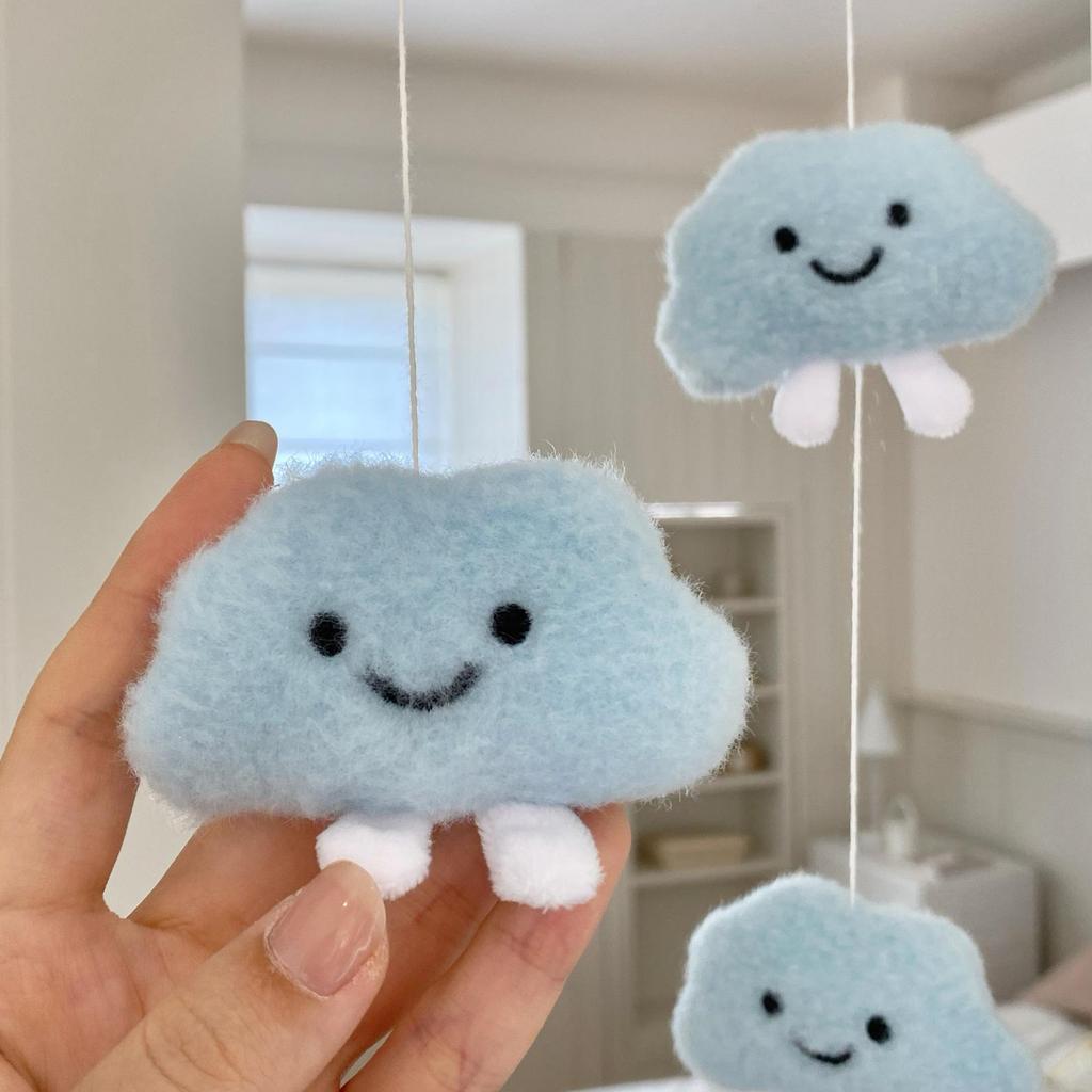 Adorable 3D Cloud Plush Door Curtain for Kids' Room - No-Punch Hanging Decoration