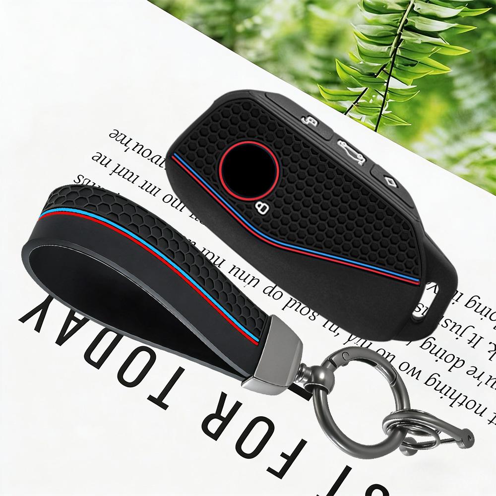 

Premium Key Chain For Car-silicone Key Cover Accsesories Car Key Case For BMW Series 7 735i 740Li X7 X1 U11 2023 I7 G07 LCI XM чёрный