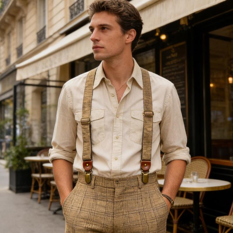 Tirantes Elásticos Old Fashion con Pinza Antideslizante y Diseño en Y para Hombres, Mujeres y Adolescentes Longitud Ajustable