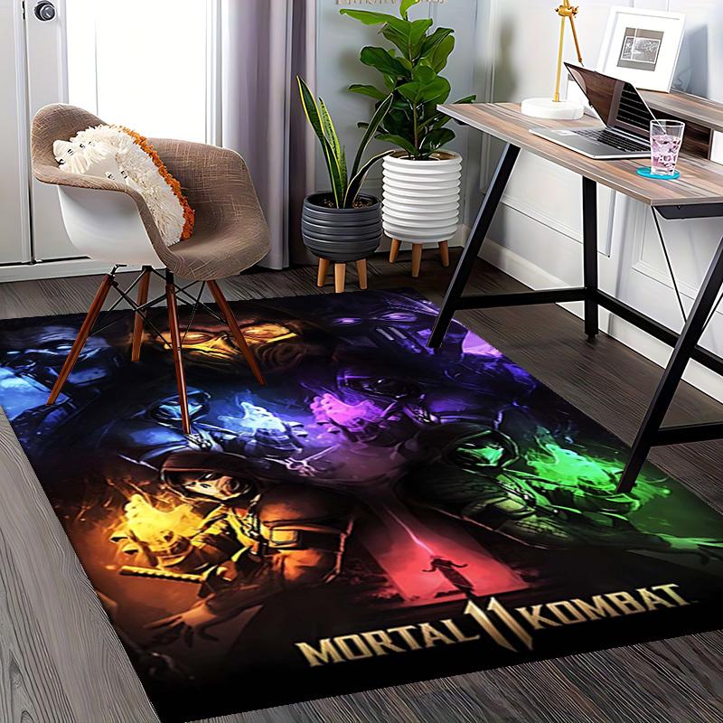 1pc Mortal Kombat Scorpion Sub-Zero Smoke Raiden Office Chair Mat - Anime Cartoon Design, Non-Slip Carpet for Home Decor, Suitable for All Seasons.Y05