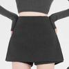 Women's Retro Dark Gray Wool Blend A-Line Bodycon Skirt with Side Zipper - Versatile Petite Autumn/Winter Style.