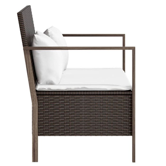 VidaXL Banc de jardin à 2 places avec coussins Marron Résine tressée 364113
