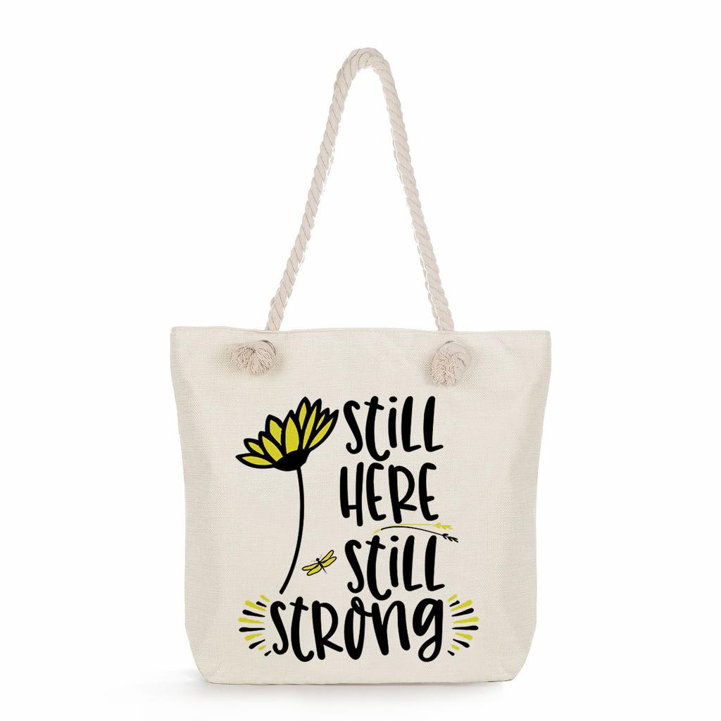 Multifunctional Trendy Letters Printed Thick Rope Shoulder Beach Bag Casual large capacity handbag 7593