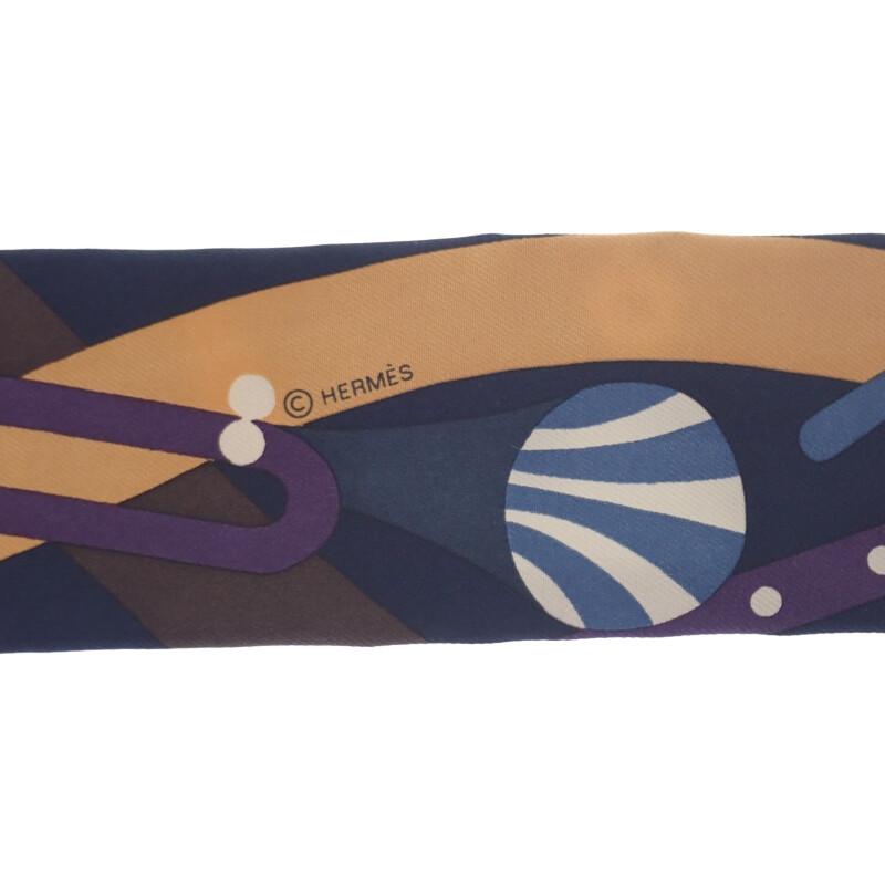 HERMES  HTH2307  Scarf Blue gene/Navy Silk Women
