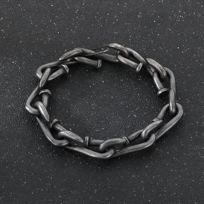 

Domineering Nail Links Chunky Men s Bracelet Punk Personalized Stainless Steel Jewelry Polished Thick Party Accessories 22.5cm