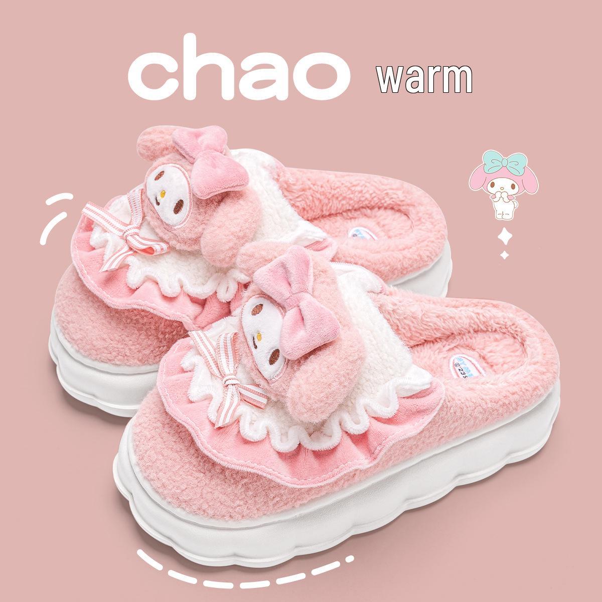 

Затишні жіночі пухнасті плюшеві капці Cinnamoroll - Миле бавовняне зимове домашнє взуття для осені та зими 2025. 34-35 (Inner length 21.5cm)