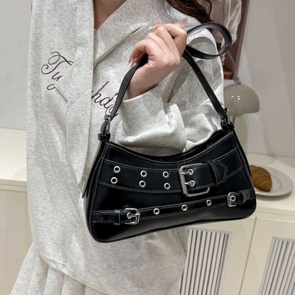 Elegante Y2k Unterarmtasche Pu-Leder Würziges Mädchen Handtasche Straße Gürtelschnalle Schultertasche Outdoor
