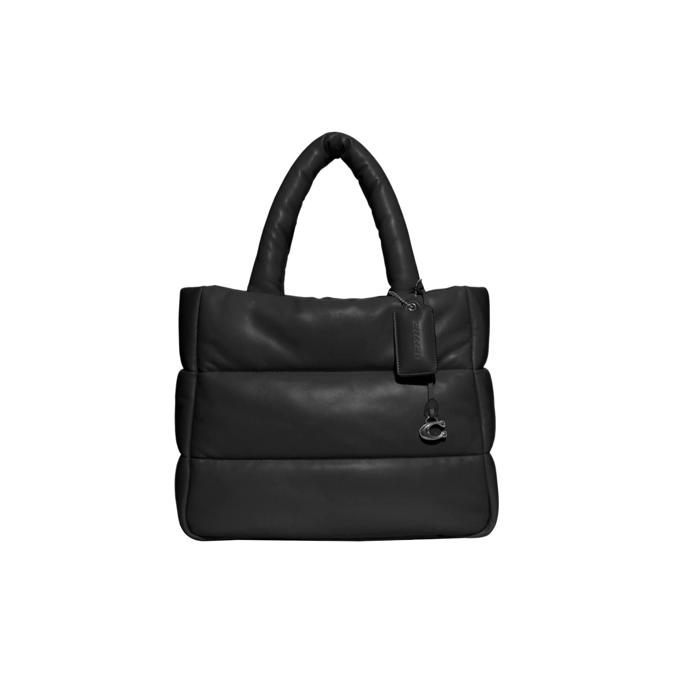 

Coach Pillow 37 Solid Stripe Zipper Closure Napa Leather Cloud Tote Bag Women tote Black CE722-LHBLK Gift Box Set (Basic Set+Yellow Box)