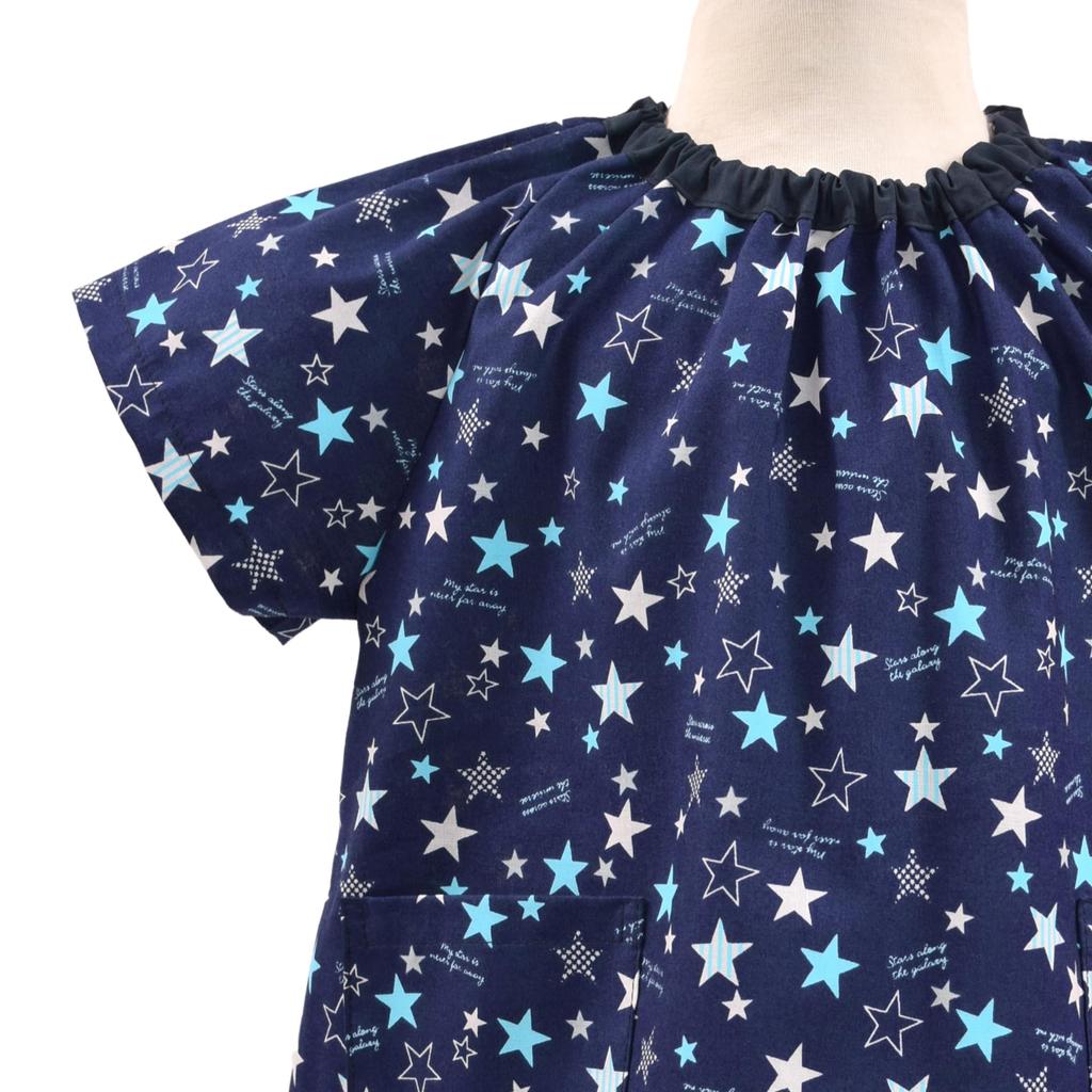 COLORFUL CANDY STYLE Kurzarm-Kittel Brilliant Star Marineblau 2er-Set Jungen Cooler Kurzarm-Kittel Kindergarten-Schürze für Grundschüler