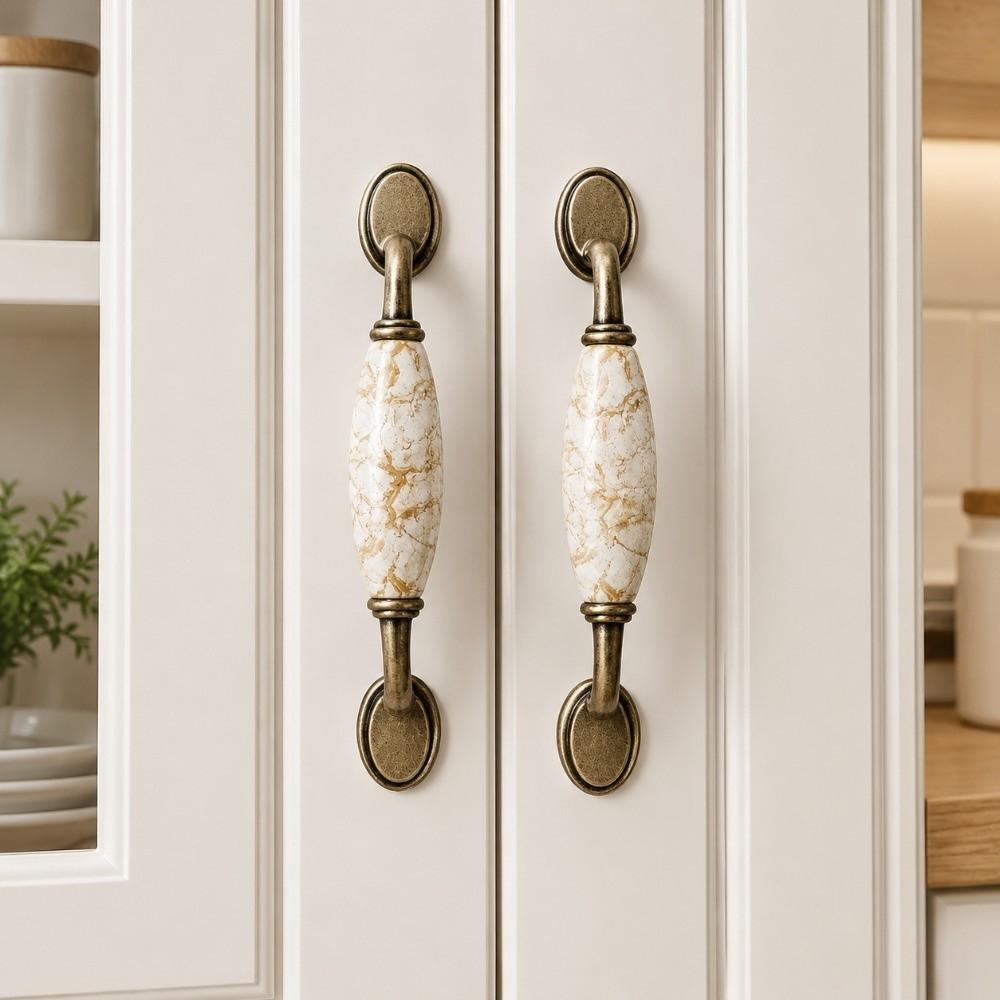 Marble Vein Ceramic Cabinet Knobs Antique Crack Furniture Handles Wardrobe Handles Cabinet Doors