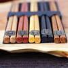 Trendy New Arrival Gift Multicolored Ancient Chopstick Set Natural Wooden Reusable 5 Pairs Handmade