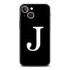Luxury Phone Case For Apple iPhone 11 15 14 Pro MAX 12 13 7 8 Plus X XR XS MAX SE Black Cover Funda Initial Letter A Z Fashion