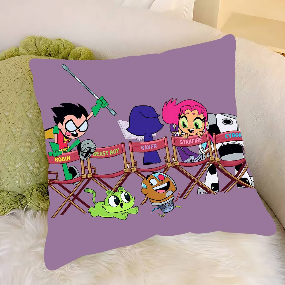 

Съемная моющаяся наволочка для подушки с изображением персонажей мультфильма Teen Titans Go – всесезонная, мягкая, из льна. 12x12Inch