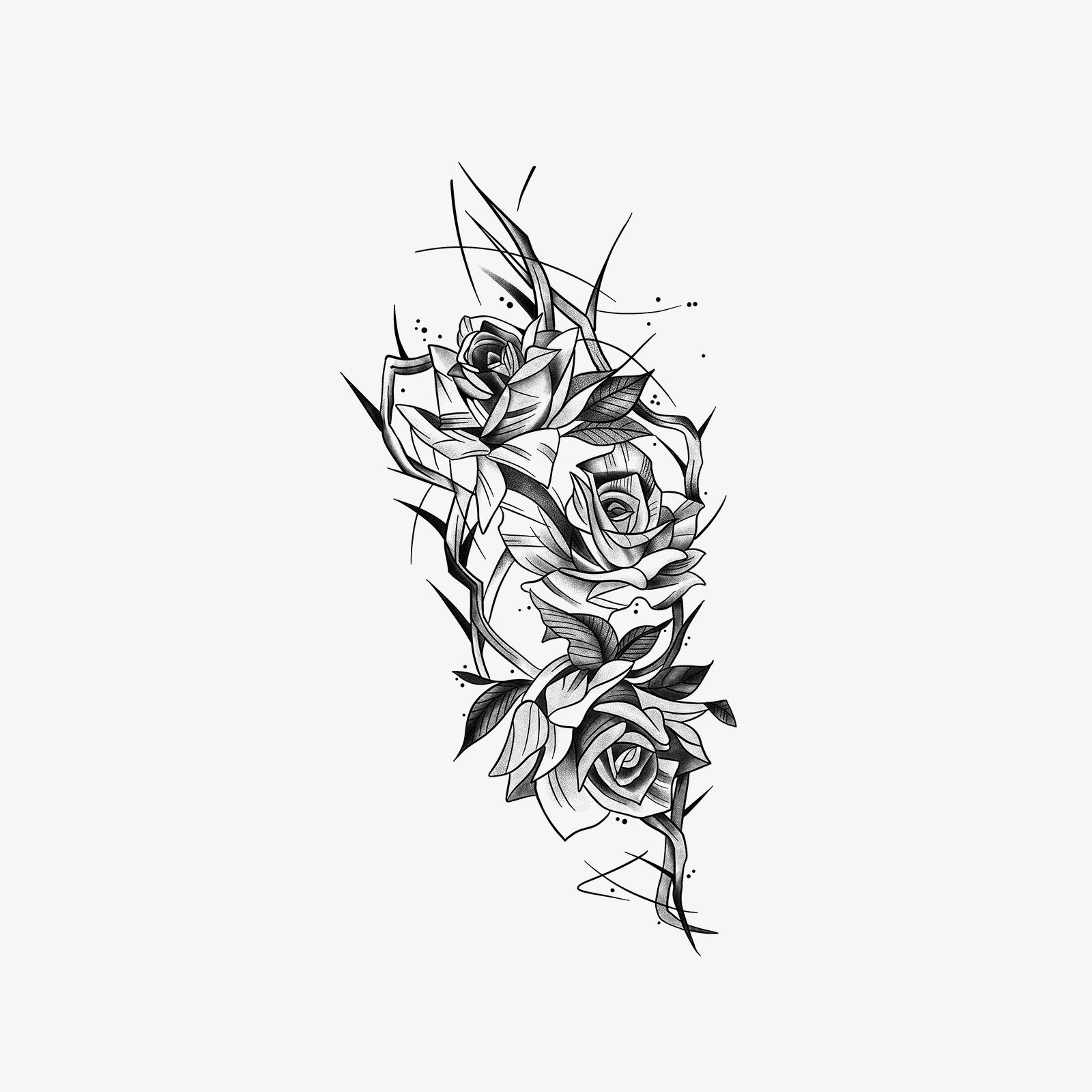 Retro Personality Simple Dark Rose Thorns Arm Tattoo Sticker 12*19CM