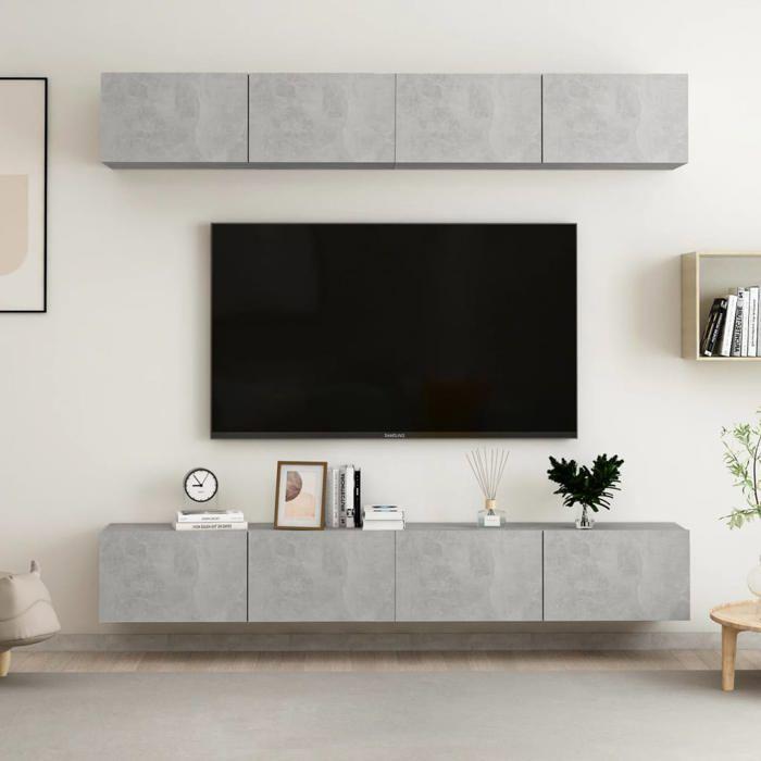 TV Stand - Maison Exclusive - Concrete Grey - Engineered Wood - 100 X 30 X 30 Cm
