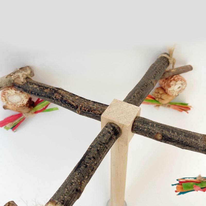 Parrots Grinding Scratchers Perch Bird Rotating Wood Stand Cage Toy Stick Rack Toy Grinding Perch Supplies