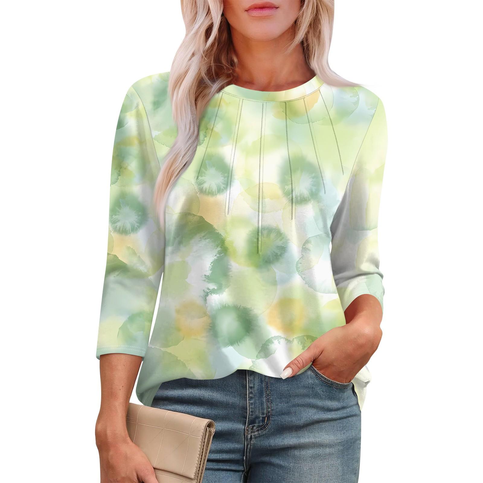 

Женский повседневный универсальный топ с круглым вырезом и цветочным узором в горошек и длинными рукавами XL белый