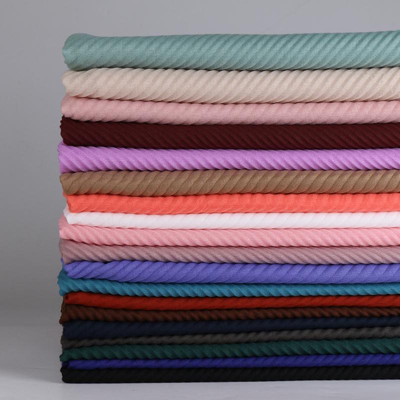 Niche Crinkled Cotton Linen Headscarf: Fashionable Pleated Long Scarf for Women (YW112)