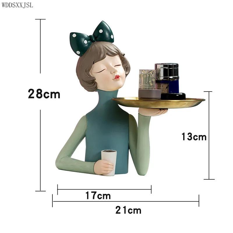 Creative character key storage tray resin crafts living room sundries desktop storage home decor stainless steel tray