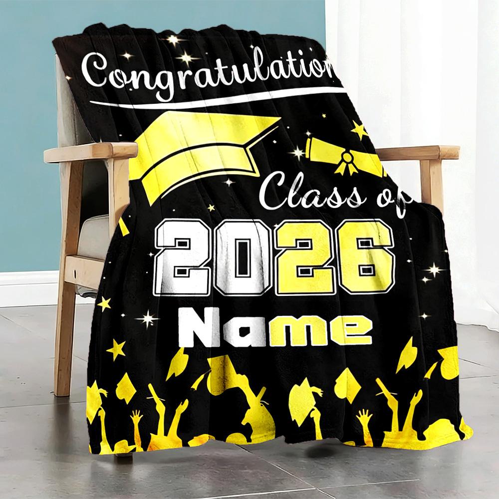 Congratulations Class Of 2026 Home Customize Your Name Blankets Comfortable Soft Lightweight Allseason Multipurpose Blanket For Picnics Sofas Offices