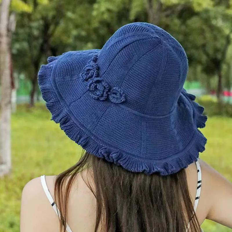 WTEMPO Chapeaux de soleil pliables en tricot pour femme, couleur unie, à large bord, respirants, pour les vacances, les voyages, la plage, printemps-été