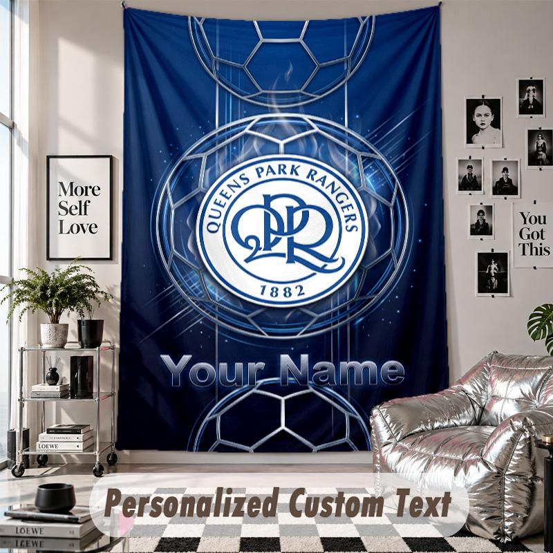Wall Hanging Tapestry With Custom Name & Text, Queens Park Rangers FC Decorative Tapestry For Bedroom