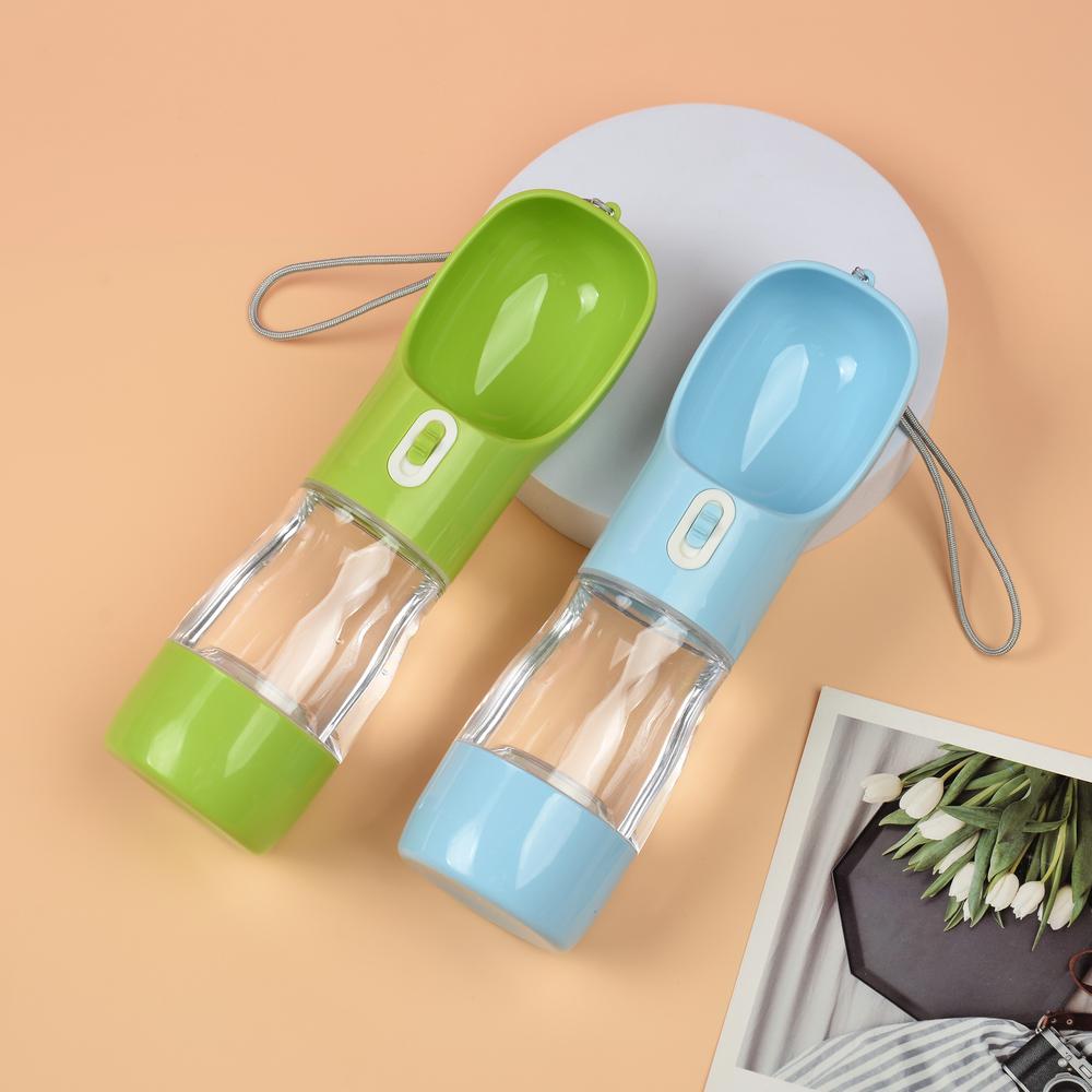 2 IN1 Dog Water Bottle Portable Drinking Feeding Puppy Bowl Food Outside Traveling Bowl 258ML Water 200ML Food Pet Container