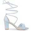 Allegra K Women's Open Toe Slouch Front Strap Lace-Up Chunky Heel Sandals, Blue, Size 23