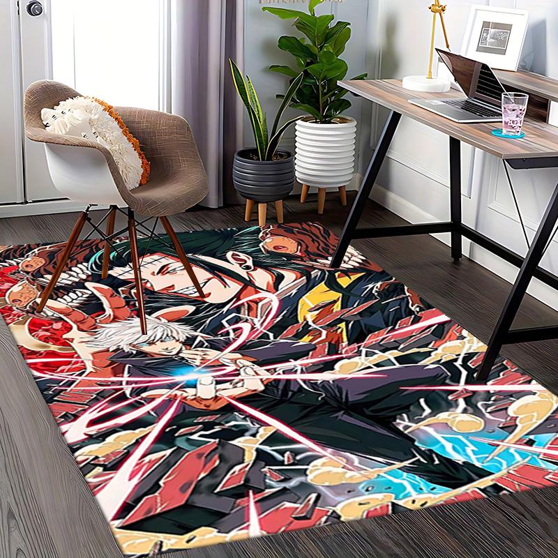 1pc Anime Cartoon Design Demon Slayer Tanjiro Kamado Office Chair Mat Non-Slip Carpet Suitable for Home Decor Living Room Bedroom Game Room Dormitory.