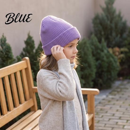 Fashionable Versatile Beanies Cap Windproof Hat Warm Winter Knitted for Kids Solid Color No Scratch