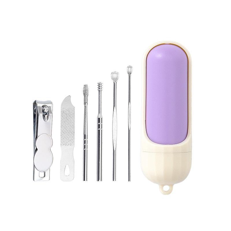 6 Pcs Stainless Steel Nail Cutter Pedicure Scissors Set With Capsule Shaped Storage Box Portable Manicure And Pedicure Tool