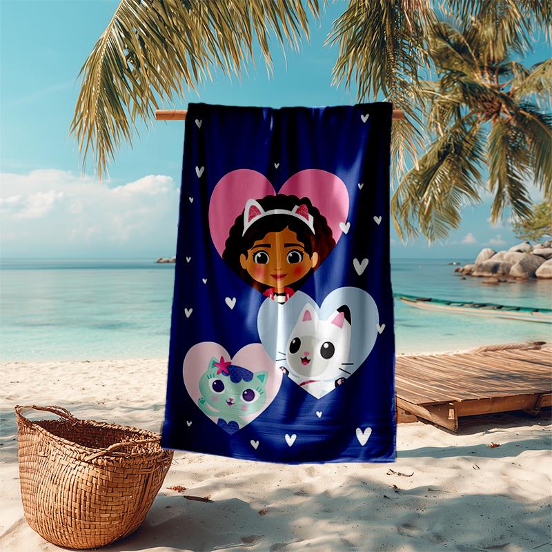 Ultra-Soft Beach Towel with Gabby's Dollhouse Theme,Ideal for Pool - Camping, Diving - Perfect Travel Essential, Vibrant Beach Towel.