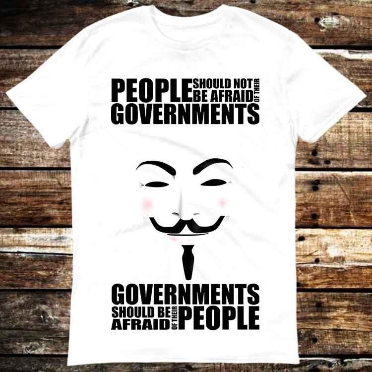 V For Vendetta Anonymous Mask Government T Shirt 6380 Unisex T-Shirt L
