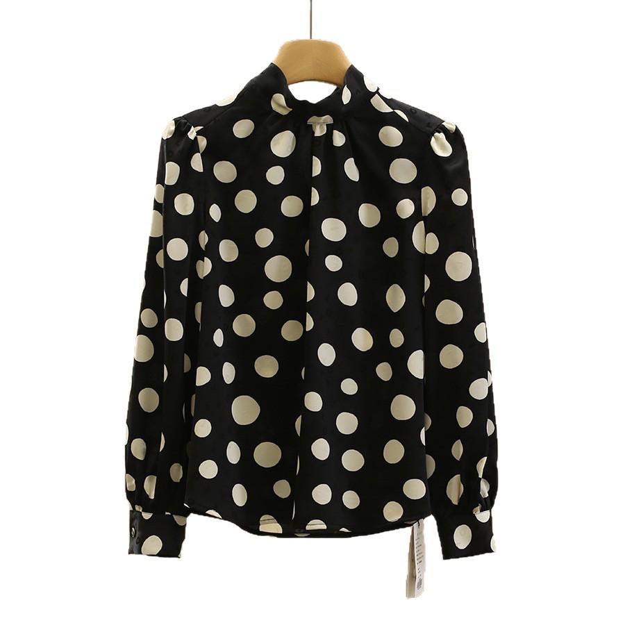 Youxizi Polka Dot Tie-Up Loose Slimming Shirt - 25 Autumn Collection