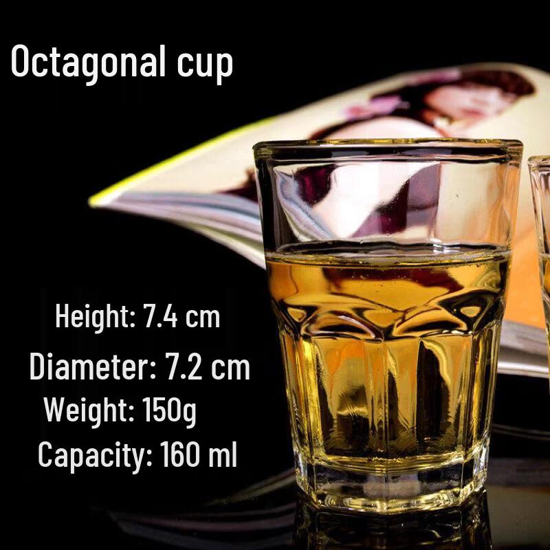 ZISIZ Tempered Glass Octagonal Drinking Glass