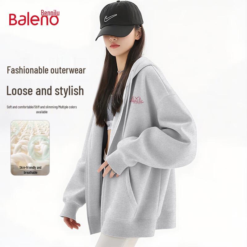 Baleno Women's Loose Fit Hooded Cardigan Jacket