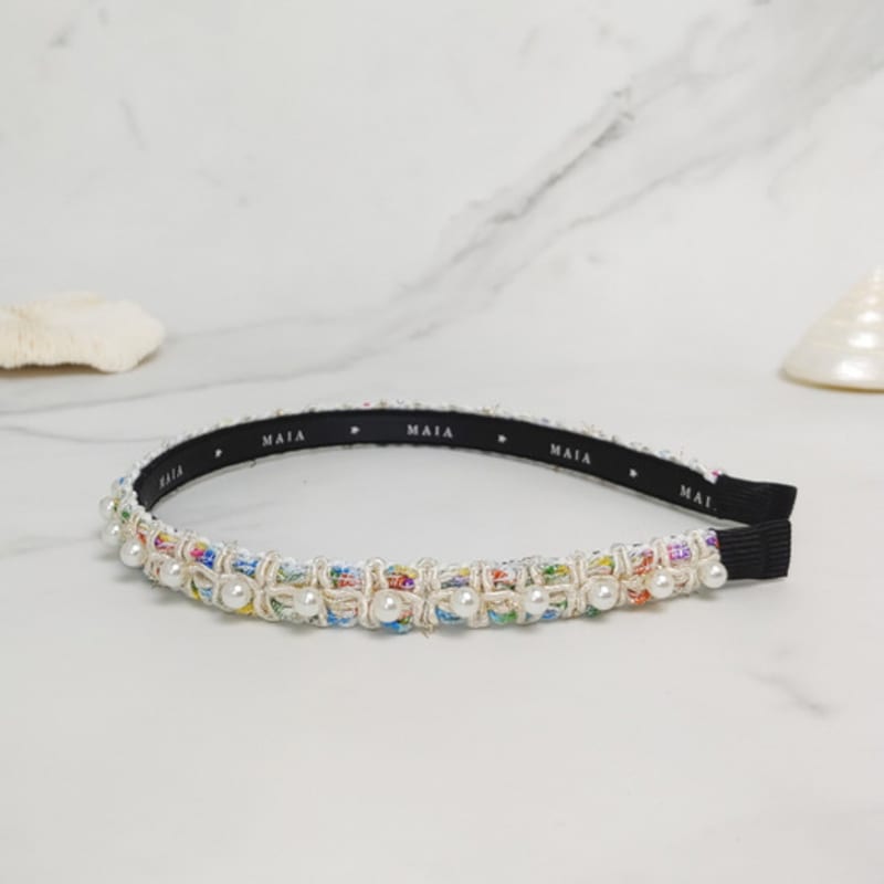 MAIA Perlen Stirnband - Elfenbein