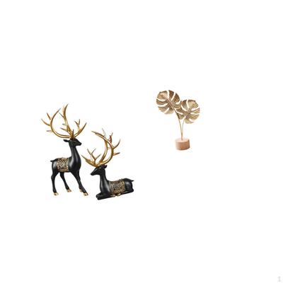 Reindeer Elk Resin Statue And Metal Sculpture Figurine Collection for Tabletop Cabinet Wedding