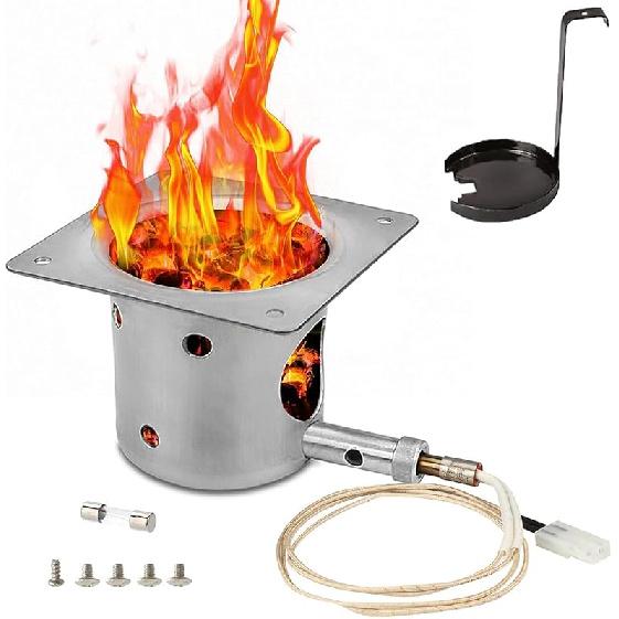 Fire Burn Pot and Hot Rod Ignitor Kit for Traeger and Pit Boss Pellet Grill, Upgraded Pellet Grill Replacement Parts, Come with Hot Rod Igniter, Ash Alloy Steel
