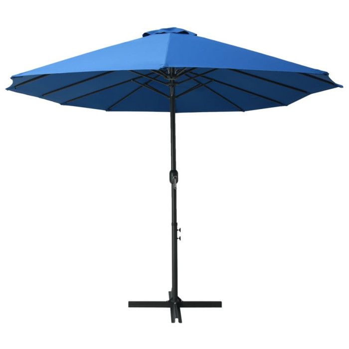 Parasol - Bleu - 460 x 270 cm - Double toit - Aluminium - Manuel