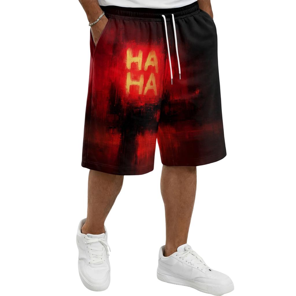 Men Drawstring Waist Casual Shorts Loose Fit Halloween Theme Printed Lightweight Breathable Athletic Shorts for Daily Wear