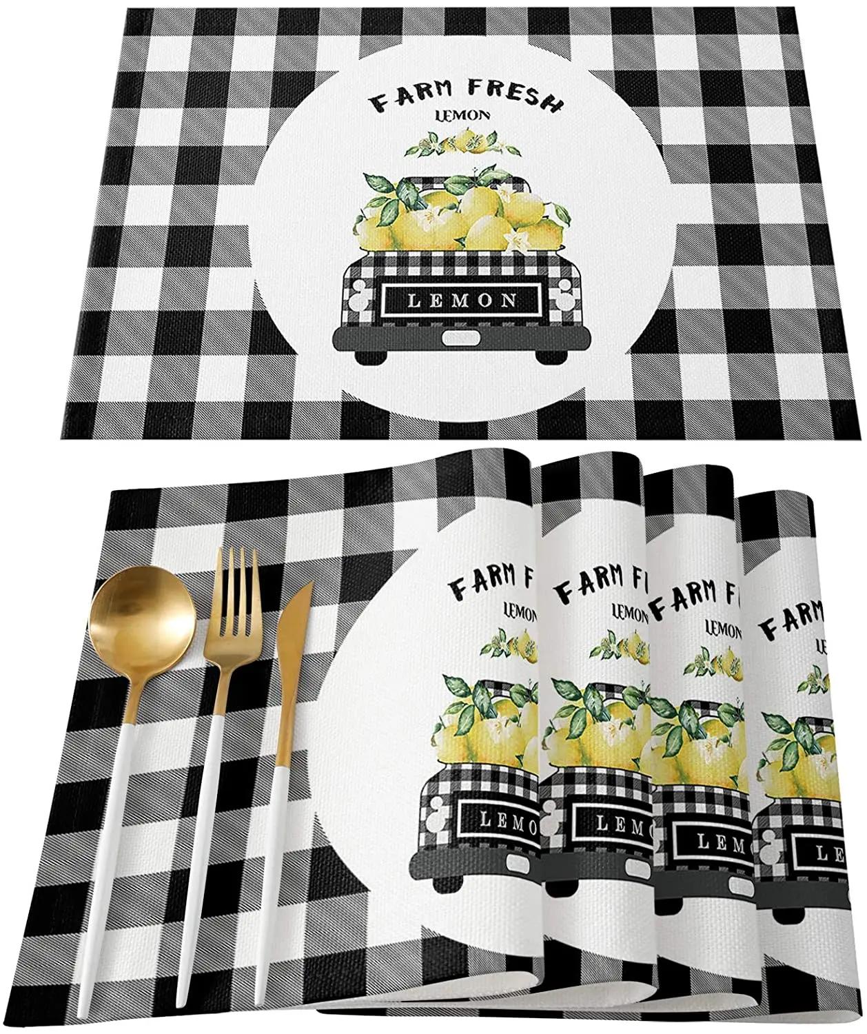 

Vintage Bless Home Placemat Set Stone House Linen Table Mat Kitchen Dining Table Decoration 45x30cm Non-slip Heat Resistant 2pcs 30x45cm