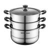 SUPOR 304 Stainless Steel 3-Layer Steamer Pot, 28cm