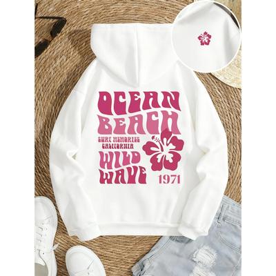 Women'S Long-Sleeved Sweatshirt | Autumn and Winter Casual Hooded Sweater with Trendy Floral and Slogan Print Pattern,
