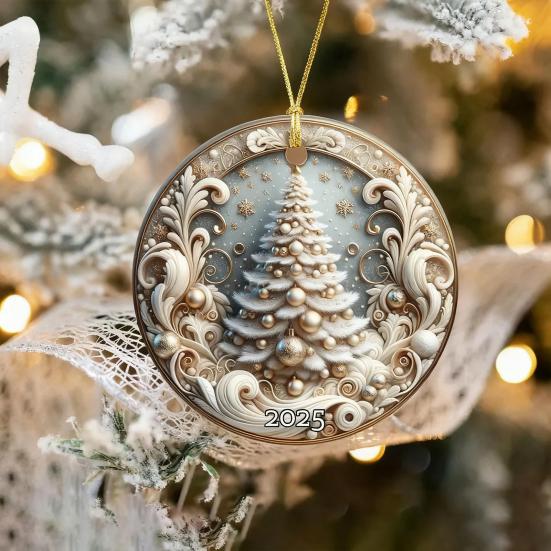 Yousheng Dream Christmas Tree Ornament Sparkling Acrylic Hanging Decoration with Golden String Festive Keepsake Gift for Family Friends