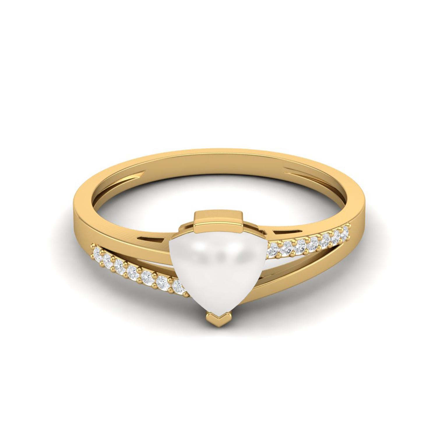 

0.98 Cts Trillion Shape Pearl 925 Sterling Silver Gold Vermeil Split Shank Engagement Women Ring 8 жёлтый