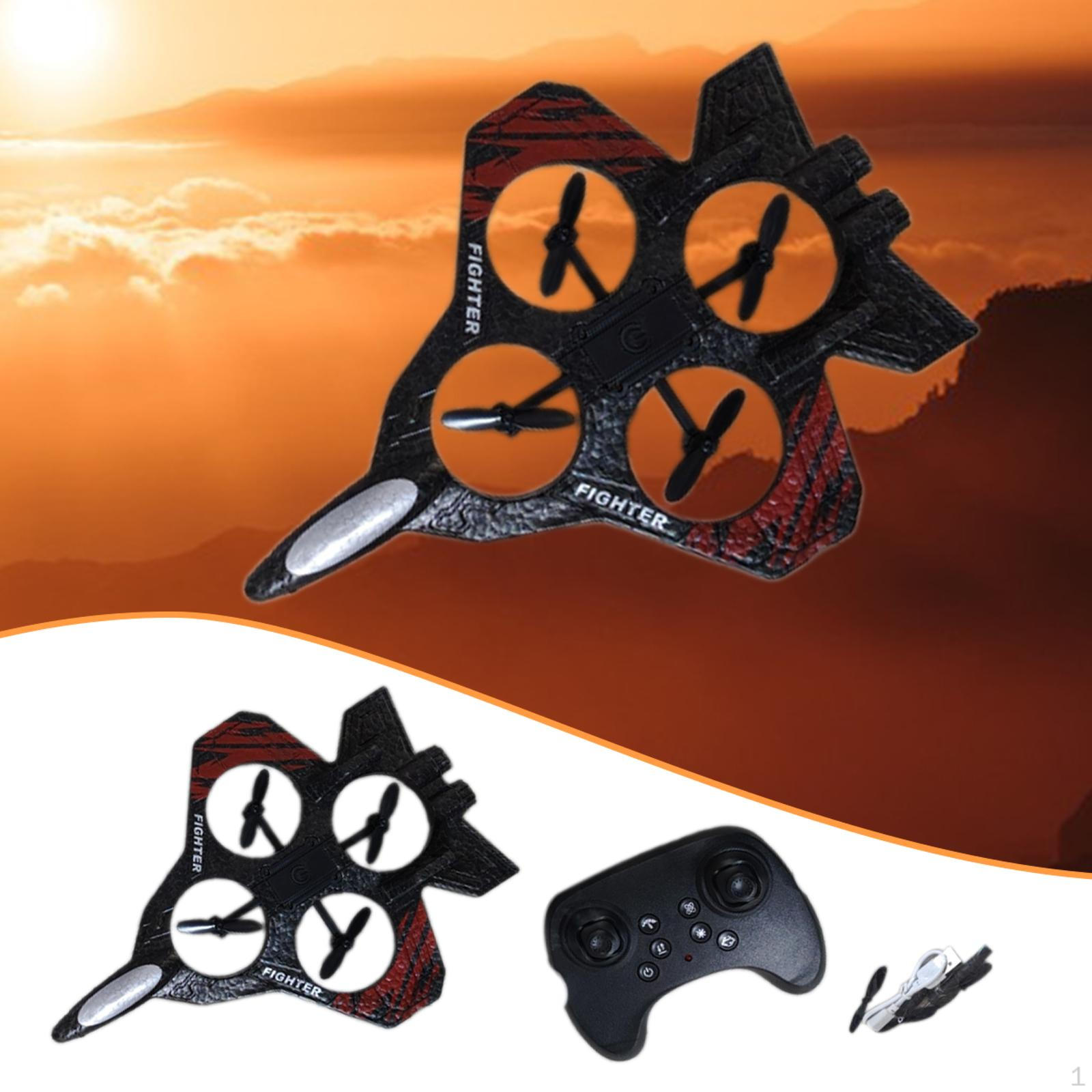 

RC Airplane Fighter Roll Birthday Gift 360° Flip Outdoor Flying Toy Hobby Glider for Children червоний