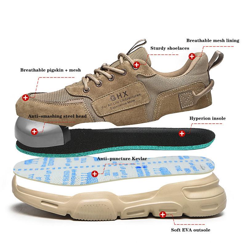 Work Safety Shoes Men Steel Toe Anti -Puncture Indestructible Lightweight Breathable Safety Boots Kevlar Insole Work Sneakers