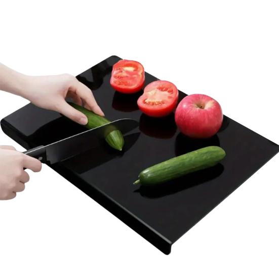 Acrylic Cutting Board with Counter Lip 16x12 Inch Non-Slip Clear Kitchen Chopping Boards for Countertop Protector Apartment Essentials
